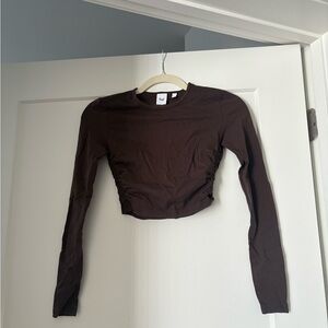 Aritzia Brown Long Sleeve Crop Top